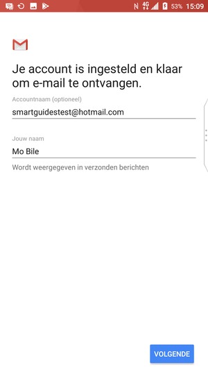 Geef uw account een naam en voer uw naam in. Selecteer VOLGENDE
