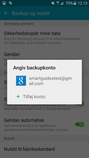 Vælg din sikkerhedskopi-konto