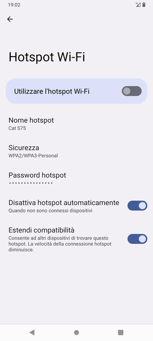 Seleziona Password hotspot