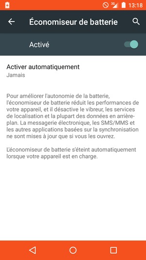 Activer le Économiseur de batterie