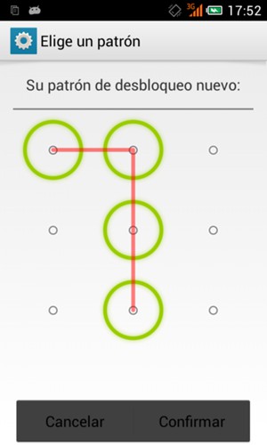 Confirme su patrón y seleccione Confirmar
