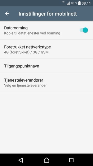 Slå Dataroaming på eller av
