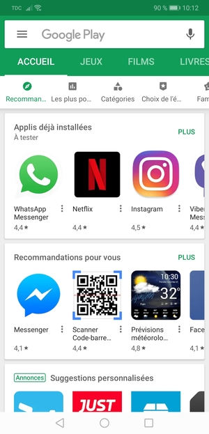 Sélectionnez la barre de Recherche