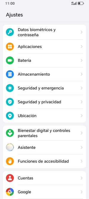 Desplácese y seleccione Seguridad y privacidad