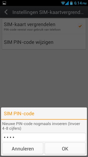 Bevestig uw nieuwe SIM PIN-code en selecteer OK