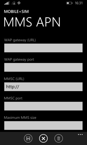 Scroll down and enter MMS information