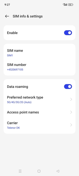 Turn Data roaming on or off