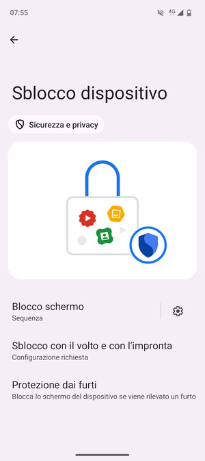 Il tuo telefono è ora protetto dal blocco schermo