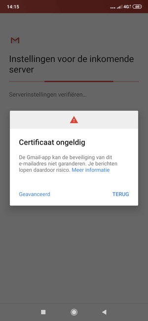 Selecteer TERUG