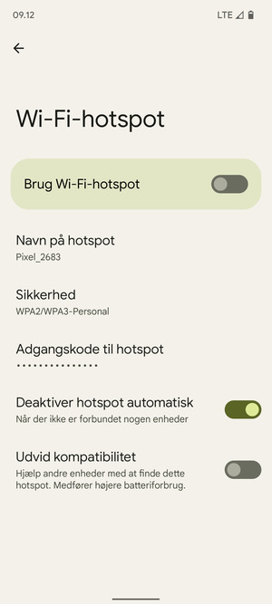 Vælg Adgangskode til hotspot