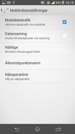 För att byta nätverk om nätverksproblem uppstår, välj Nätoperatörer