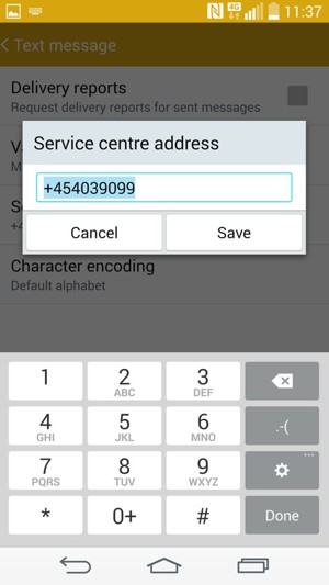 Enter the Service centre number and select Save