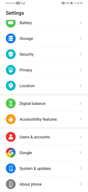 Scroll to and select System & updates