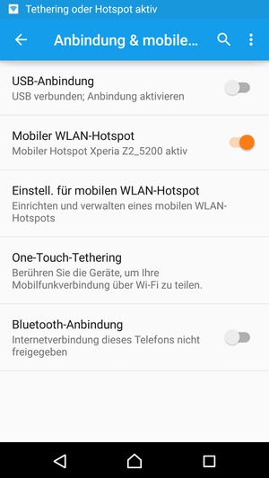 Ihr Handy ist jetzt für die Verwendung als Modem eingerichtet