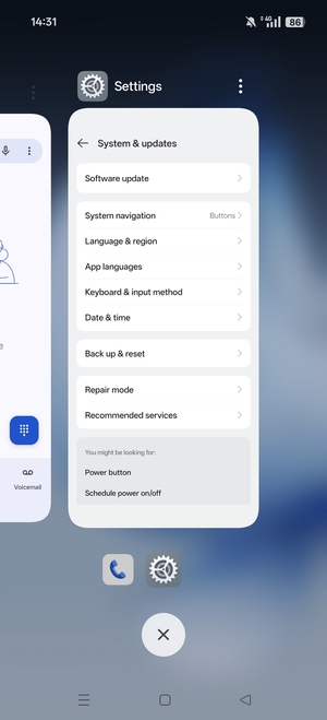 Select the delete icon to close all running apps