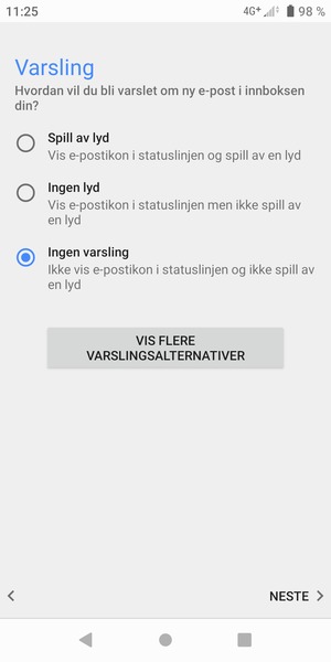 Velg ønsket alternativ og velg NESTE