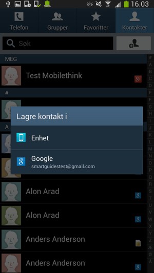 Velg din Google-konto