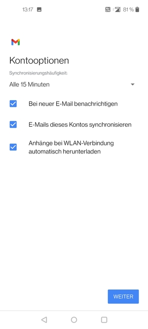 Wählen Sie WEITER