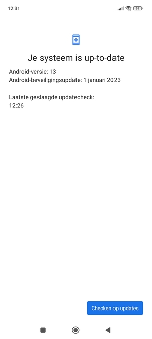 Als uw telefoon up-to-date is, zult u het volgende scherm zien