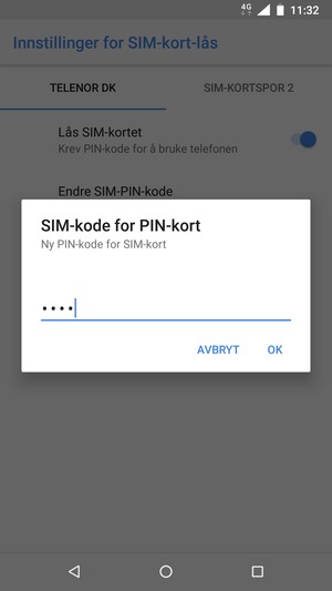 Skriv inn Ny PIN-kode for SIM-kort og velg OK