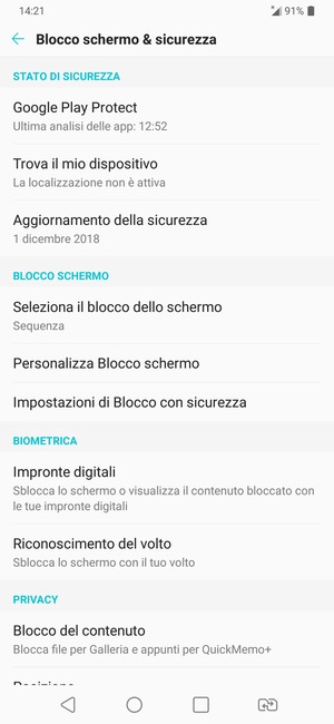 Il tuo telefono è ora protetto dal blocco schermo