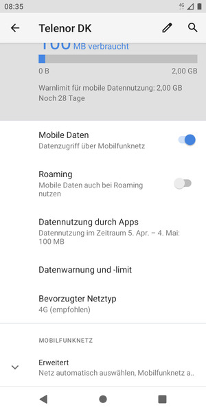 Wählen Sie Erweitert