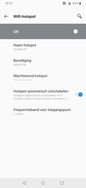 Selecteer Wachtwoord hotspot