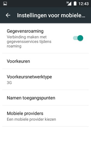 Schakel Gegevensroaming in of uit