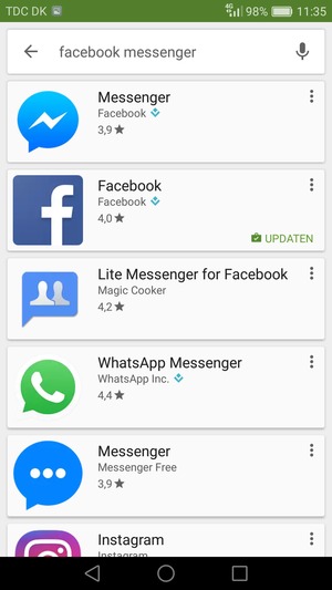 Selecteer de app