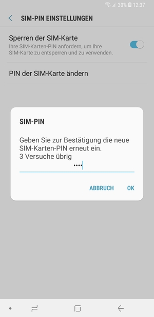 Bestätigen Sie Ihre neue PIN der SIM-Karte und wählen Sie OK