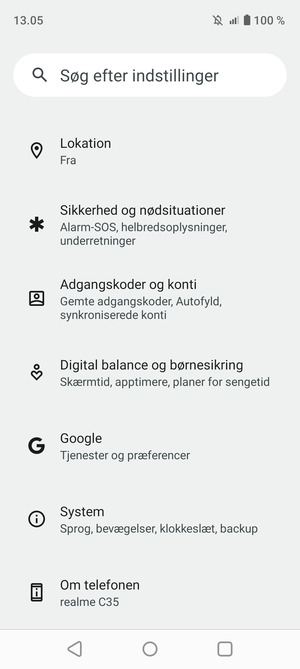 Scroll til og vælg System