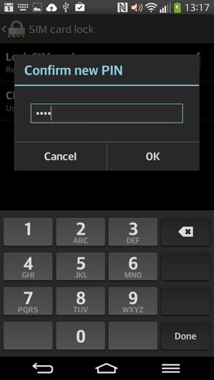Confirm your new SIM PIN and select OK