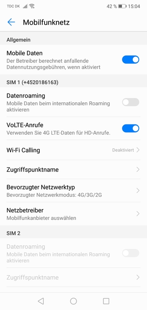 Um das Netzwerk zu wechseln, falls Probleme auftreten, wählen Sie Netzbetreiber