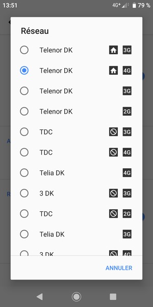 Sélectionnez un opérateur réseau dans la liste