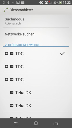 Wählen Sie einen Netzbetreiber von der Liste