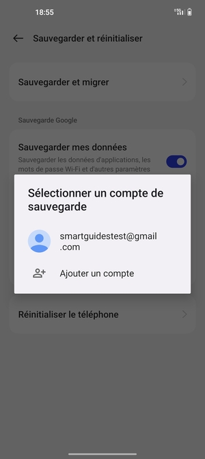 Sélectionnez votre compte de sauvegarde