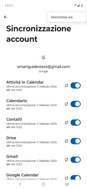 Seleziona Sincronizza ora