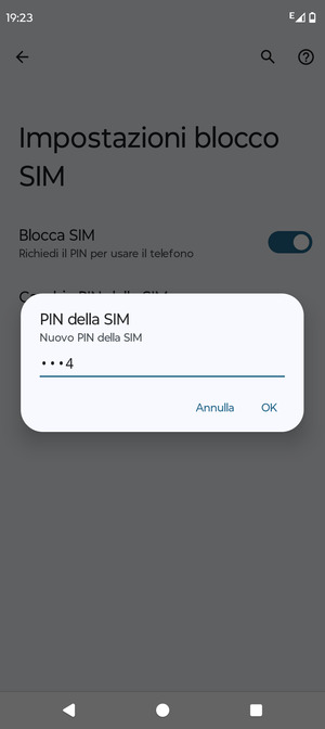 Inserisci Nuovo PIN della SIM e seleziona OK