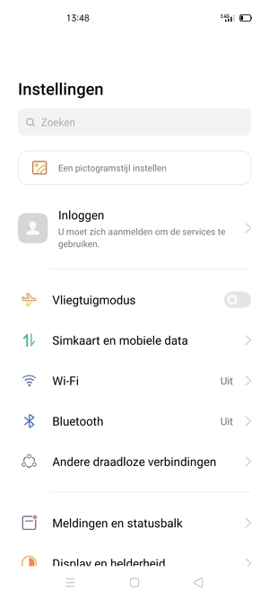 Selecteer Simkaart en mobiele data
