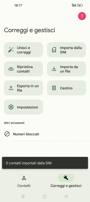 I tuoi contatti verranno salvati sul tuo account Google, e salvati sul tuo telefono la prossima volta che Google sarà sincronizzato.