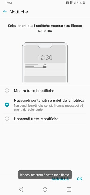 Seleziona la tua opzione preferita e poi OK