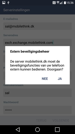 Selecteer JA