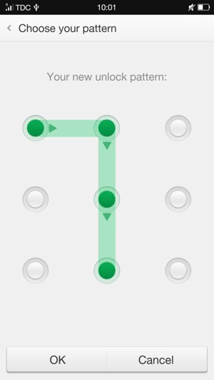Draw the unlock pattern again and select OK