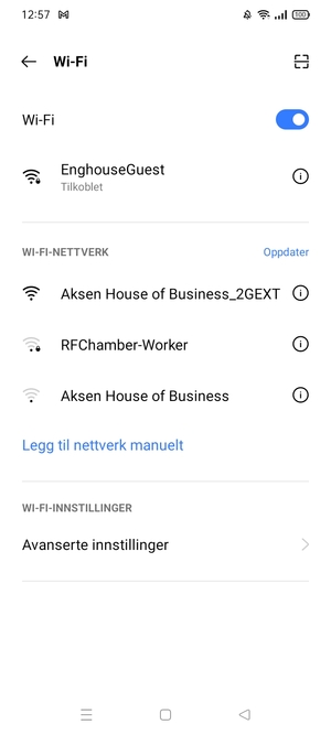 Du er nå koblet til Wi-Fi-nettverket