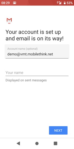 Give your account a name and enter your name. Select NEXT
