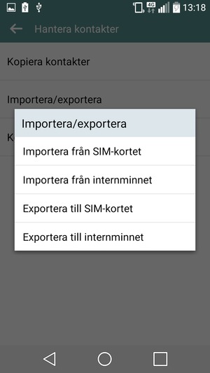 Välj Importera från SIM-kortet
