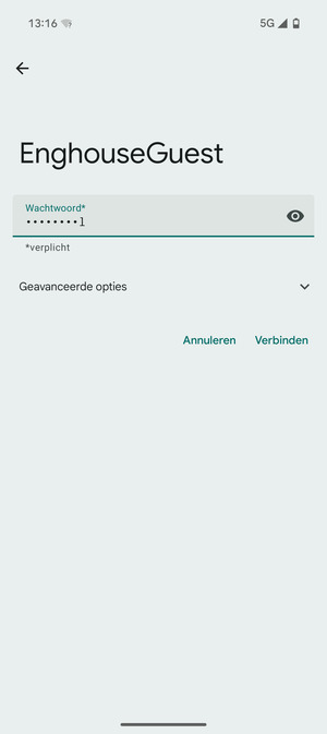 Voer het WiFi-wachtwoord in en selecteer Verbinden