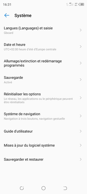 Sélectionnez Mises à jour du logicel système