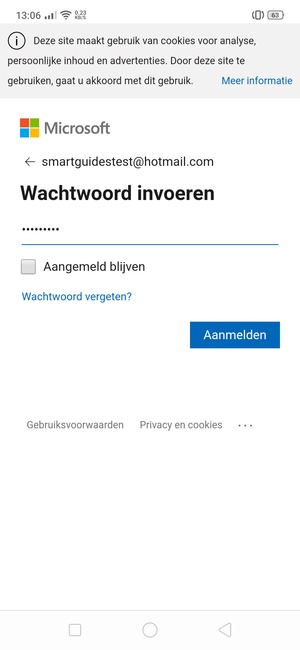 Voer uw wachtwoord in en selecteer Aanmelden
