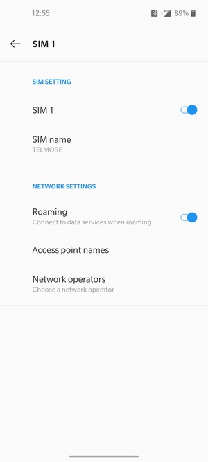 Turn Roaming on or off